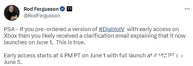 《暗黑破壞神4》搶先體驗(yàn)6月2日7點(diǎn)開啟，游戲6月6日發(fā)售！